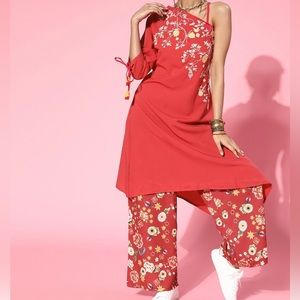 Modern red kurta set